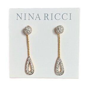 NINA RICCI• Vintage Rose Gold w/pavé-set hollow teardrop-shaped• NWOT